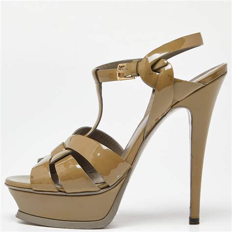 Tribute leather sandal Yves Saint Laurent Green size 37 EU in 